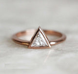 0.25ct Trillion Cut VVS1 Diamond Engagement Ring Minimalist 14k Rose Gold Finish