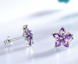 2.6ct Stud Earrings Marquise Cut Purple Amethyst Floral 14k White Gold Finish