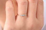 Cluster Minimalist Engagement Ring 1ct Round Cut Diamond 14k Yellow Gold Finish