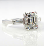 5Ct Asscher Diamond Trilogy Solitaire Ring 18K White Gold Over Baguette Accents