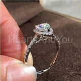 1.2ct Heart Cut Simulated Diamond Halo Engagement Ring 14k White Gold Plated