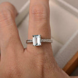 1ct Emerald Cut Aquamarine Engagement Ring Braided Solitaire 14k White Gold Over