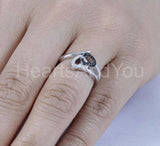 1ct Round Cut Moissanite Dual Heart Bypass Engagement Ring 14k White Gold Plated