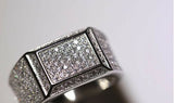 4ct Round Cut Diamond Mens Wedding Ring 14k WhiteGold Finish Accent Solitaire