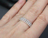 3Ct Round Cut Diamond Three Row Petite Eternity Wedding Band 14K White Gold Over