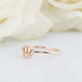 0.35ct Round Cut Diamond Engagement Ring Minimalist Crown 14k Rose Gold Finish