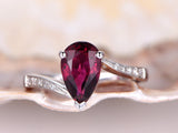 1ct Pear Cut Pink Ruby Solitaire Promise Engagement Ring 14k White Gold Finish