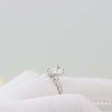 1.6ct Pear Cut Diamond Engagement Ring Solitaire with Accents 14k WhiteGold Over