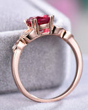 2.5Ct Round Cut Pink Ruby Engagement Ring 14K Rose Gold Finish Marquise Accents