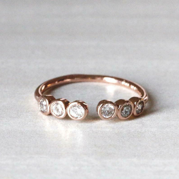 1ct Round Cut Diamond Engagement Ring Stackable Bezel Set 14k Rose Gold Finish