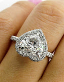 4.5ct Heart Diamond Hidden Halo Solitaire Engagement Ring 14K White Gold Over