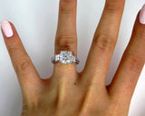 5Ct Cushion Cut Diamond Trilogy Stylish Unique Cocktail Ring 14K White Gold Over