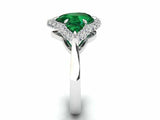 2ct Pear Green Emerald Engagement Ring Halo Trilogy Solitaire 14k WhiteGold Over