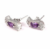 2ct Stud Earrings Marquise Cut Purple Amethyst Wavy 14k White Gold Finish