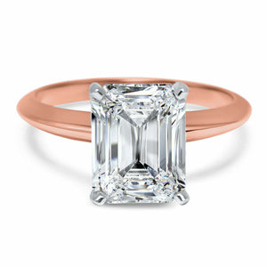 1.5ct Emerald Cut Diamond Engagement Ring Solitaire Women 14k Rose Gold Finish