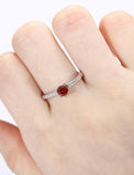 1ct Round Cut Garnet Engagement Ring Solitaire with Accent 14k White Gold Finish