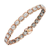 18Ct Baguette Sparkle Diamond Elegant Women Tennis Bracelet 18K Rose Gold Finish