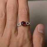 1.3ct Round Cut Red Garnet Engagement Ring 14k White Gold Finish Stylish Women