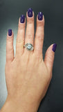 1ct Engagement Ring Round Cut Blue Aquamarine Swirl Solitaire 14k WhiteGold Over