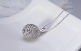 2ct Round Cut VVS1D Diamond Pendant Ball Shape Hollow Design 14k White Gold Over