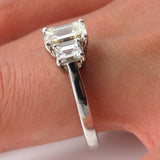 2.5Ct Emerald Cut Diamond Solitaire Trilogy Engagement Ring 14K White Gold Over