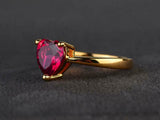 1ct Engagement Ring Heart Cut Pink Ruby Solitaire Design 14k Yellow Gold Finish