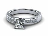 1.6ct Princess Diamond Channel Set Solitaire Engagement Ring 14k White Gold Over