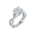 Twist Split Band Solitaire Engagement Ring 2ct Round Diamond 14k White Gold Over