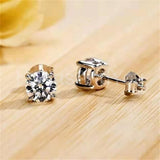 2ct Round Cut Moissanite 4 Prong Solitaire Stud Earrings 14k White Gold Plated