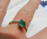 2ct Round Cut Green Emerald Two Stone Bypass Engagement Ring 14k White Gold Over