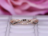 1ct Round Cut White Black Diamond Wedding Band Infinity 14k Rose Gold Finish