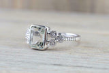 1.6ct Emerald Cut Diamond Petite Round Accents Solitaire Ring 14k WhiteGold Over