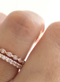 3Ct Round Cut Diamond Petite Stackable Dual Wedding Bands 14K Rose Gold Finish