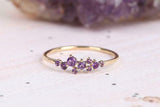 1ct Round Purple Amethyst Cluster Minimalist Engagement Ring 14k YellowGold Over