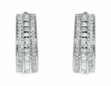 0.4ct Round Cut VVS1 Diamond Three Row Hoop Earrings Women 14k White Gold Finish