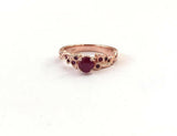 1ct Round Cut Pink Ruby Floral Petal Solitaire Engagement Ring 14k RoseGold Over