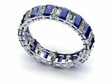 2ct Emerald Cut Blue Sapphire Eternity Wedding Band Ring 14k White Gold Finish