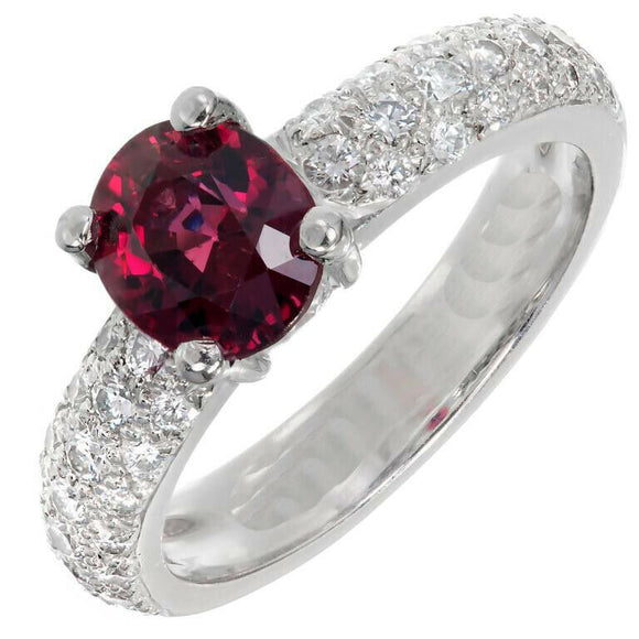 2.4ct Oval Cut Pink Ruby Engagement Ring Accents Solitaire 14k White Gold Finish