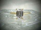 4 Prong Solitaire Engagement Ring 1.5ct Emerald Cut Diamond 14k WhiteGold Finish