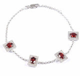 7ct Oval Cut Red Garnet Stylish Women Chain Bracelet 14k White Gold Finish