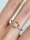 1ct Round Cut VVS1 Diamond Engagement Ring Flower Solitaire 14k Rose Gold Finish