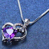 1.3ct Trillion Purple Amethyst Pendant Heart Shape 14k White Gold Over NO CHAIN