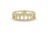 Dual Row Open Wide Wedding Band 1.4ct Baguette Cut Diamond 14k YellowGold Finish