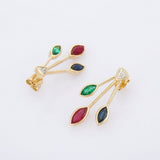 2ct Drop Earrings Marquise Cut Pink Ruby Leaves Design 14k Yellow Gold Finish