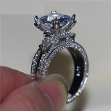 2.3ct Radiant Cut Diamond Engagement Ring 14k White Gold Finish Accent Solitaire