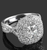 2.27ct Radiant Cut Diamond Triple Halo Cocktail Iced Ring 14k White Gold Finish