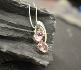 2ct Morganite Pendant Oval Cut Two Stone Stylish 14k White Gold Finish NO CHAIN