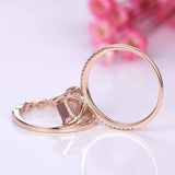 2.5ct Emerald Cut Peach Morganite Engagement Ring Bridal Set 14k RoseGold Finish