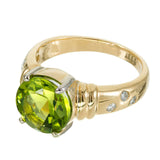 2ct Round Cut Green Peridot Engagement Ring Accent Solitaire 14k YellowGold Over