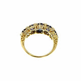 4Ct Cushion Blue Sapphire Vintage Art Deco Engagement Ring 14K Yellow Gold Over